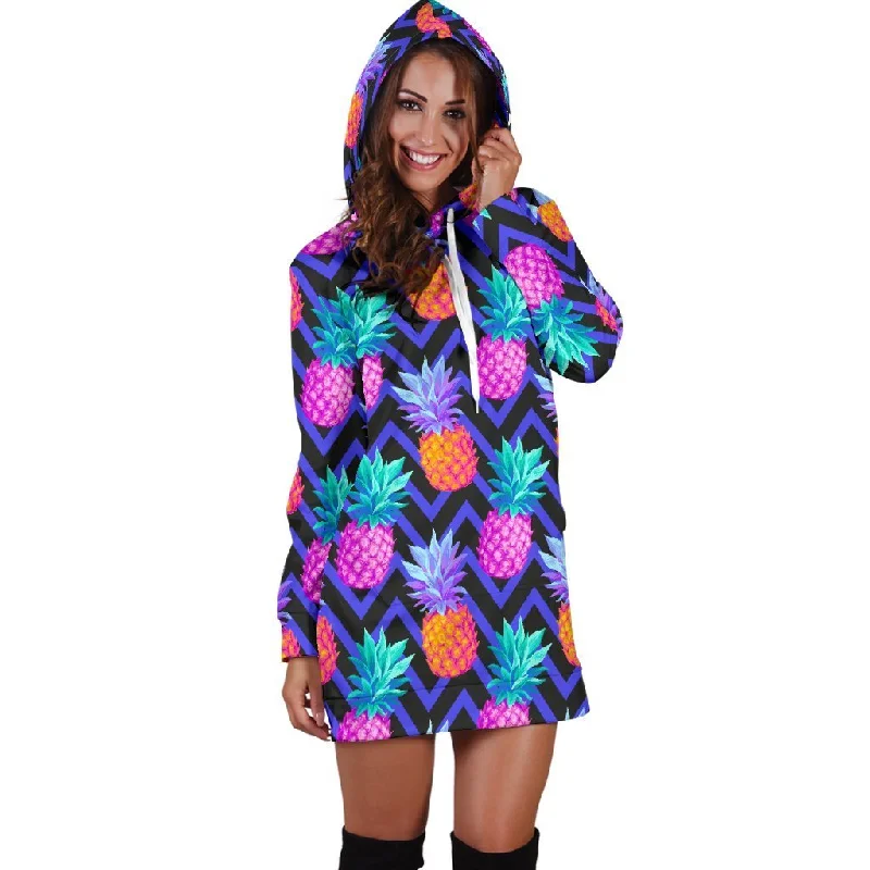 Women Edm Purple Pineapple Hoodie Dress Print Hoodie with Drawcord Adjustable Secure Women Edm Purple Pineapple Hoodie Dress Print Hoodie with Drawcord Adjustable Secure
