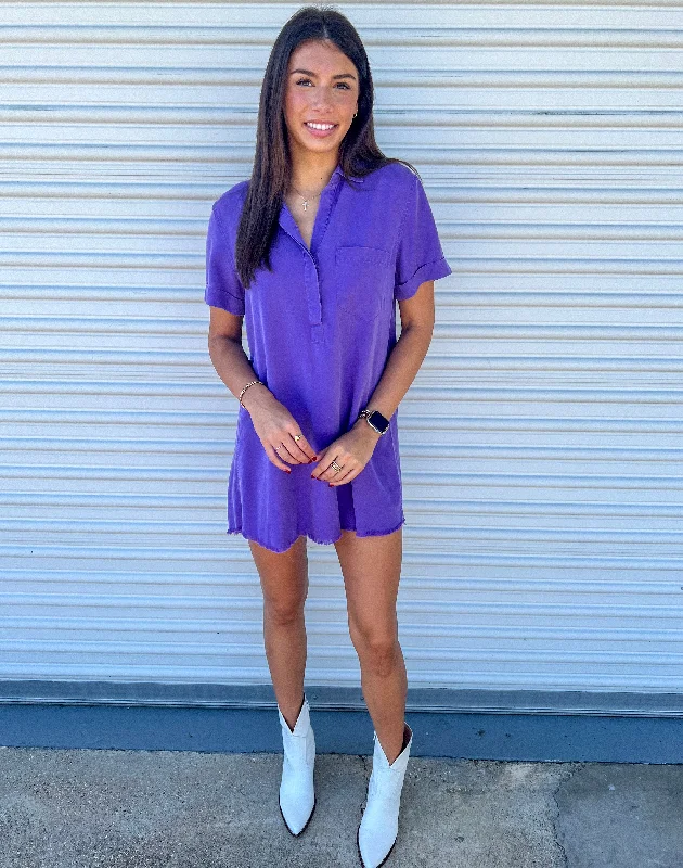 PERFECT VISION PURPLE MINI DRESS Fashionable Mini Dress with Slits