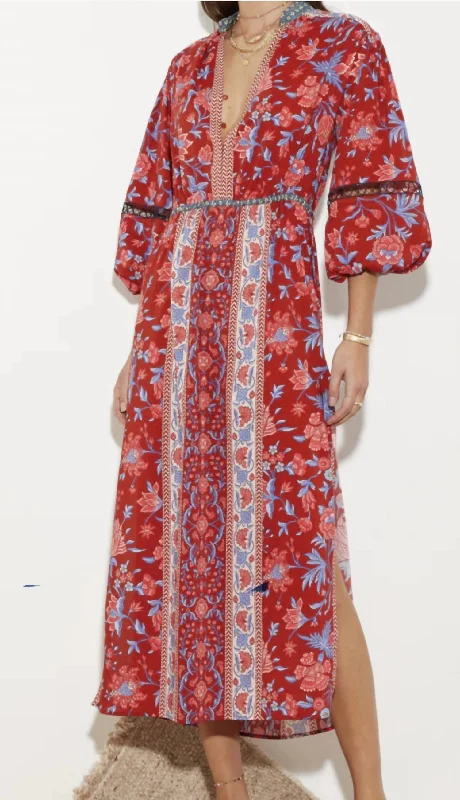 Marguerite Maxi Smock Dress In Ruby Tunics Distressed trendy