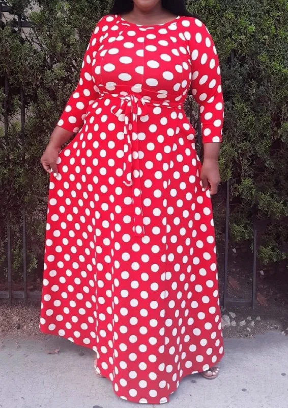 Hi Curvy Plus Size Big Polka Dot Fit & Flare maxi Dress with pockets Tunics Fashionable chic Hi Curvy Plus Size Big Polka Dot Fit & Flare maxi Dress with pockets Tunics Fashionable chic