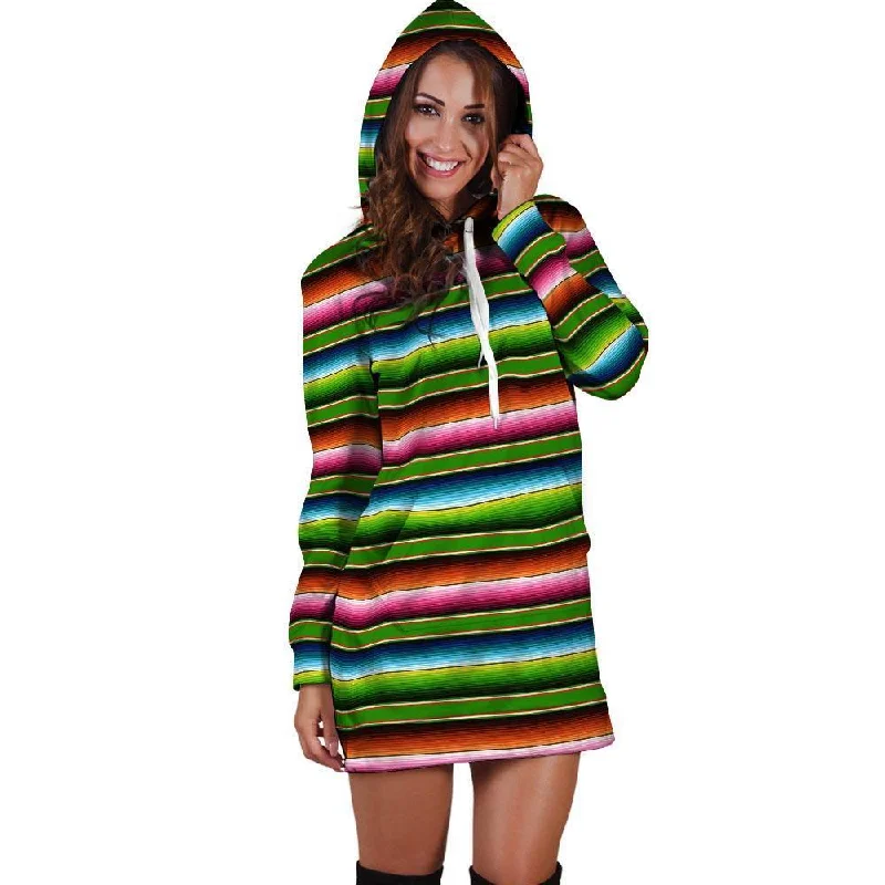 Baja Mexican Print Hoodie Dress Hoodie with Illustration Artistic Creative