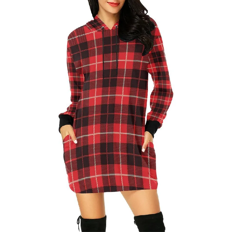 Tartan Scottish Royal Stewart Red Plaids Print Women Hoodie Dress Cotton Hoodie Fleece Lining Warmth Tartan Scottish Royal Stewart Red Plaids Print Women Hoodie Dress Cotton Hoodie Fleece Lining Warmth