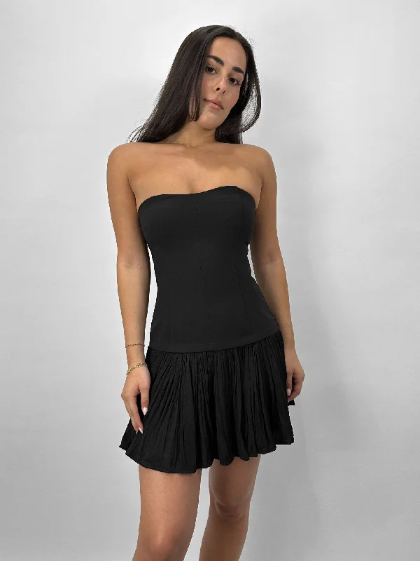 Plissé Skirt Tube Top Mini Dress Casual High-Waist Mini Dress