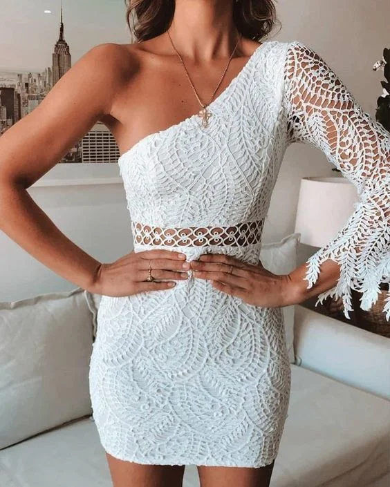 One Shoulder Lace Mini Dress White Homecoming Dresses cg10066 Elegant Velvet Mini Dress One Shoulder Lace Mini Dress White Homecoming Dresses cg10066 Elegant Velvet Mini Dress