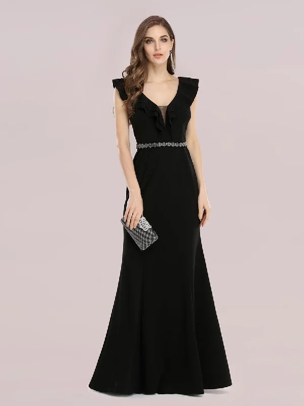 Black A-line Mini Dress with Buttons Chic Halter Mini Dress