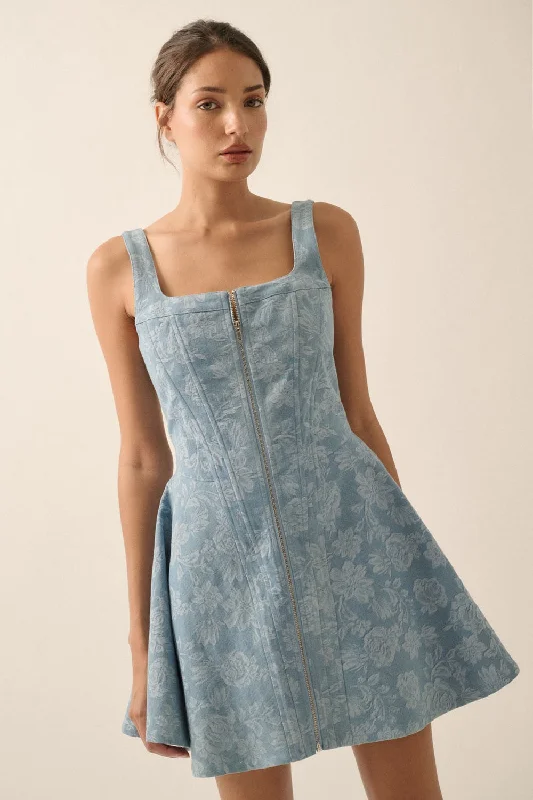 Flower Child Denim Mini Dress Elegant Velvet Mini Dress