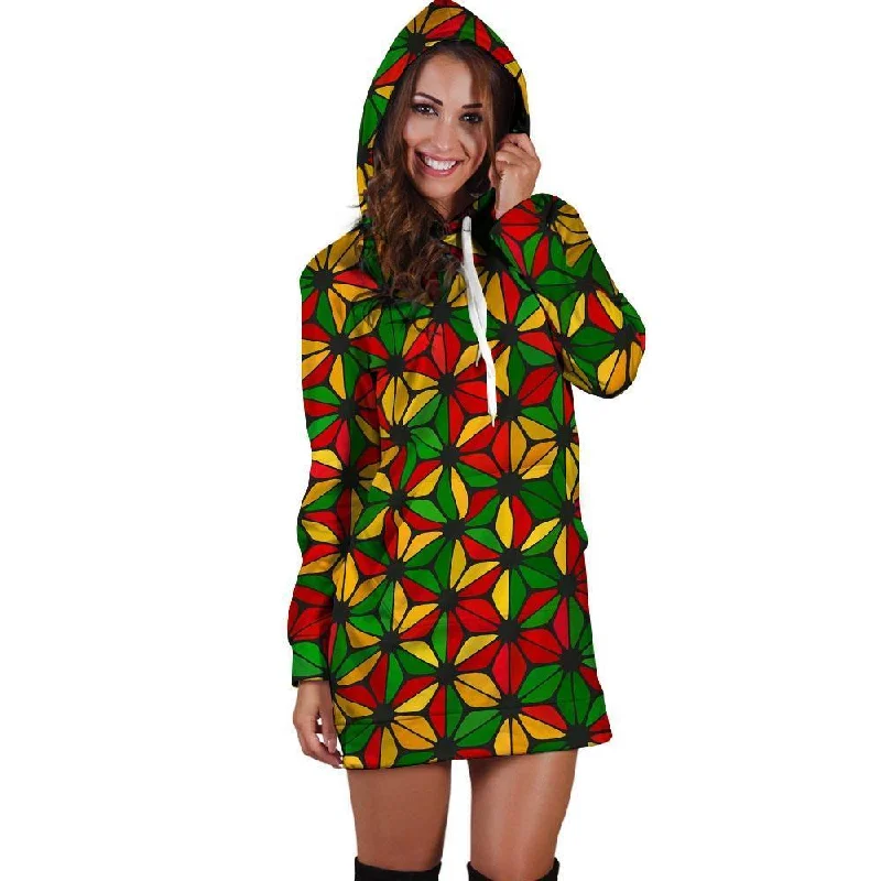 Abstract Reggae Rasta Hoodie Dress Hoodie with Oversized Fit Loose Comfortable