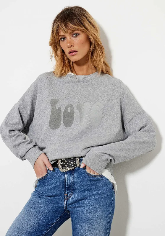 Sweatshirt Swe2419 Mottled-Gre Hoodie with Drop Shoulder Relaxed Streetwear