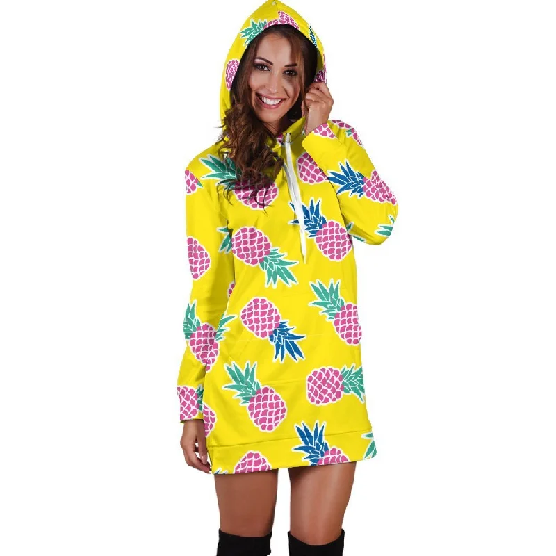 Women Purple Yellow Pineapple Hoodie Dress Print Hoodie with Hood Adjustable Protection Women Purple Yellow Pineapple Hoodie Dress Print Hoodie with Hood Adjustable Protection