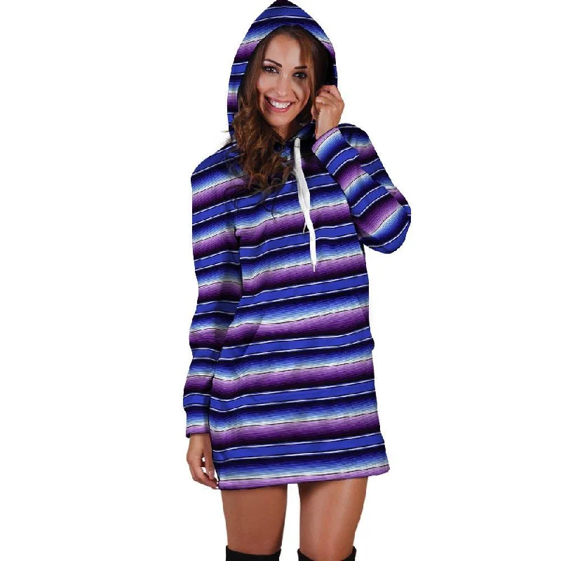 Blue And Purple Mexican Baja Hoodie Dress Hoodie with Hidden Zipper Minimalist Clean Blue And Purple Mexican Baja Hoodie Dress Hoodie with Hidden Zipper Minimalist Clean