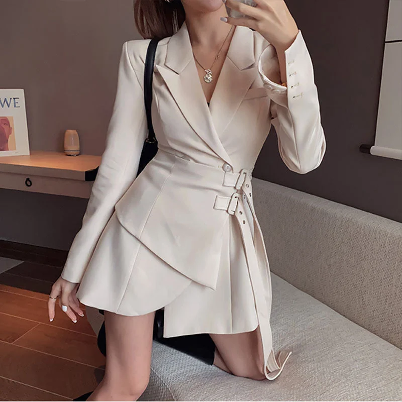 Julia Fashion - Blazer Dress Office Lady Mini Dresses Trendy Bodycon Mini Dress