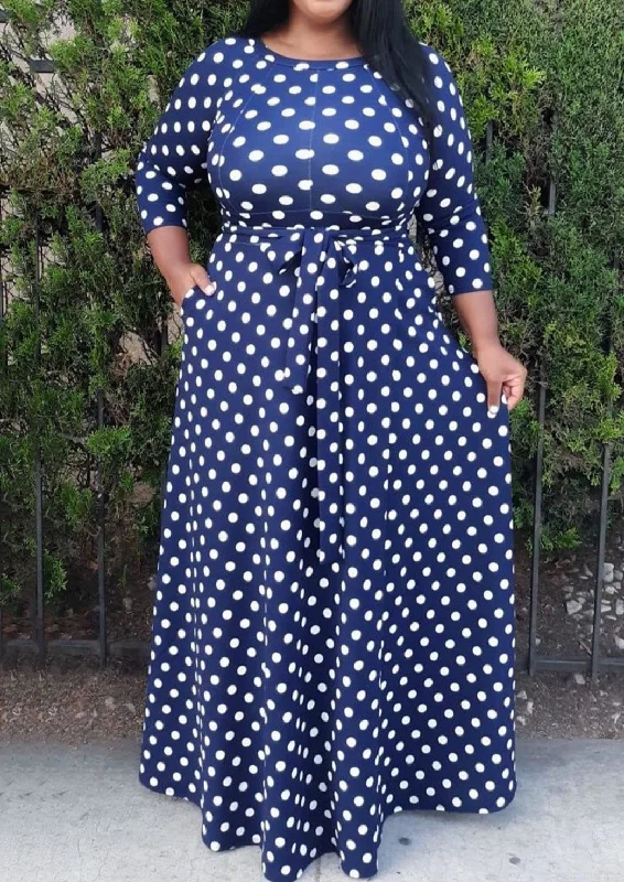 Hi Curvy Plus Size Women Polka Dot Maxi Dress Tunics Designer luxury