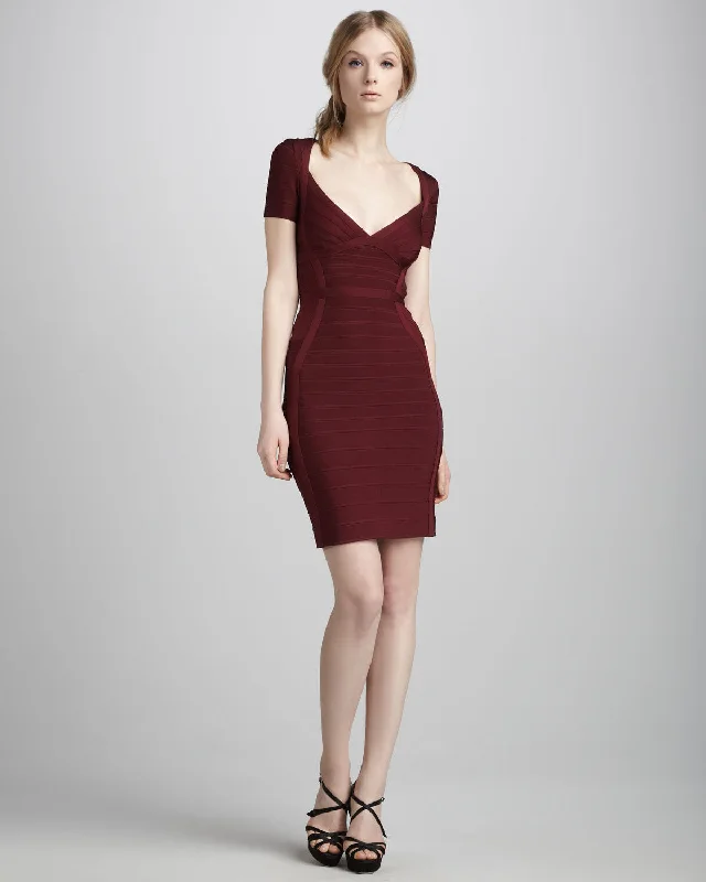 Donavan Short Sleeve Mini Dress - Beet Fashionable Pleated Mini Dress