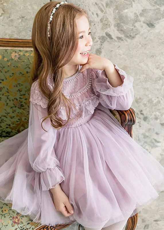 Fashion Purple Tassek Warm Fleece Tulle Girls Maxi Dress Flare Sleeve TG003 Crew Neckline Sporty Fashion Purple Tassek Warm Fleece Tulle Girls Maxi Dress Flare Sleeve TG003 Crew Neckline Sporty
