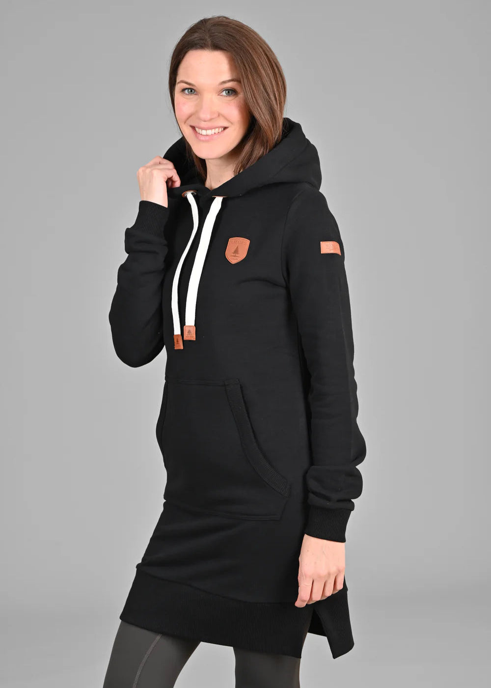 Wanakome - Carmen Hoodie Dress Hoodie with Mock Neck Collared Structured