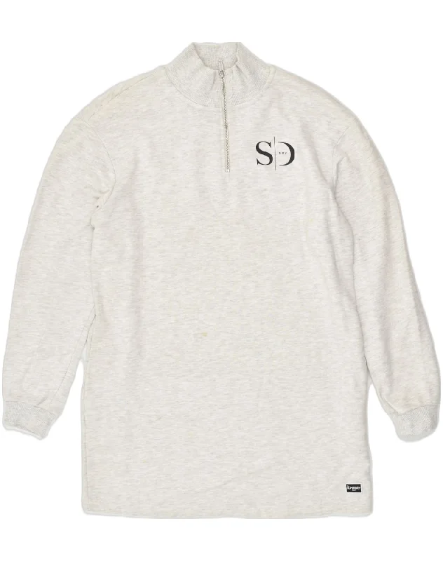 SUPERDRY Womens Zip Neck Sweatshirt Jumper Dress UK 14 Large Grey Cotton Hoodie Jacket Zipper Layering SUPERDRY Womens Zip Neck Sweatshirt Jumper Dress UK 14 Large Grey Cotton Hoodie Jacket Zipper Layering