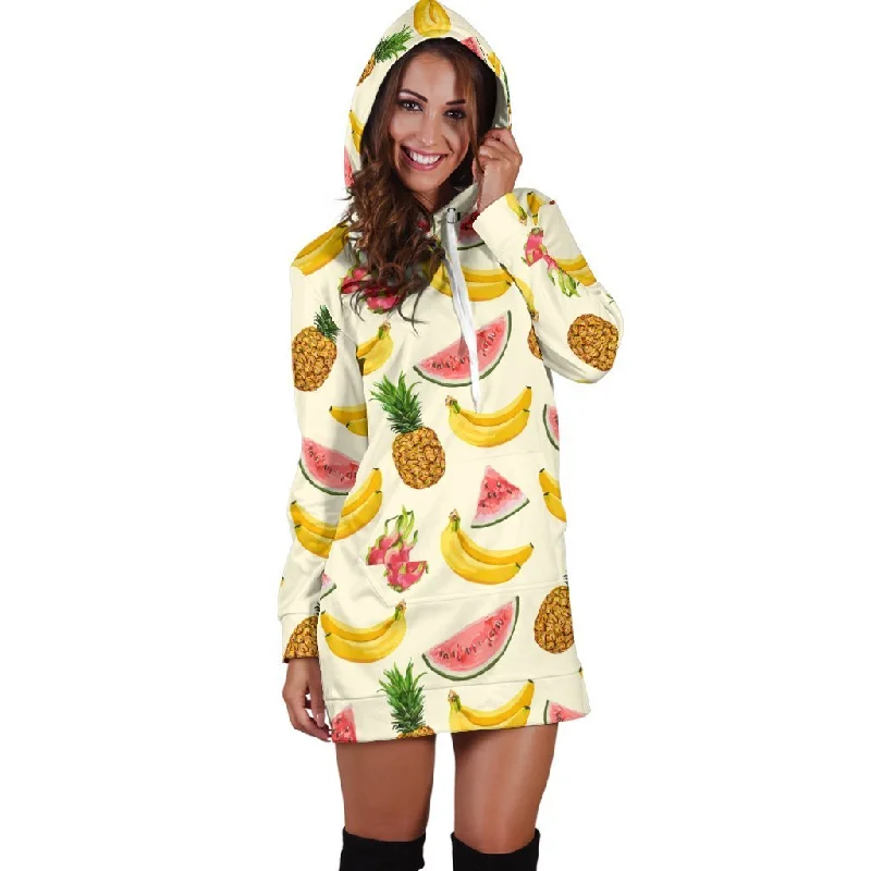 Women Banana Watermelon Pineapple Hoodie Dress Print Hoodie with Illustration Artistic Creative Women Banana Watermelon Pineapple Hoodie Dress Print Hoodie with Illustration Artistic Creative