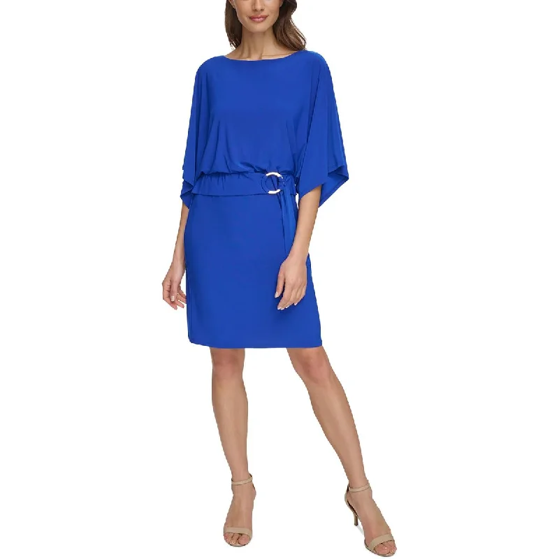 Petites Womens Blouson Belted Wear To Work Dress Tunics Versatile stylish