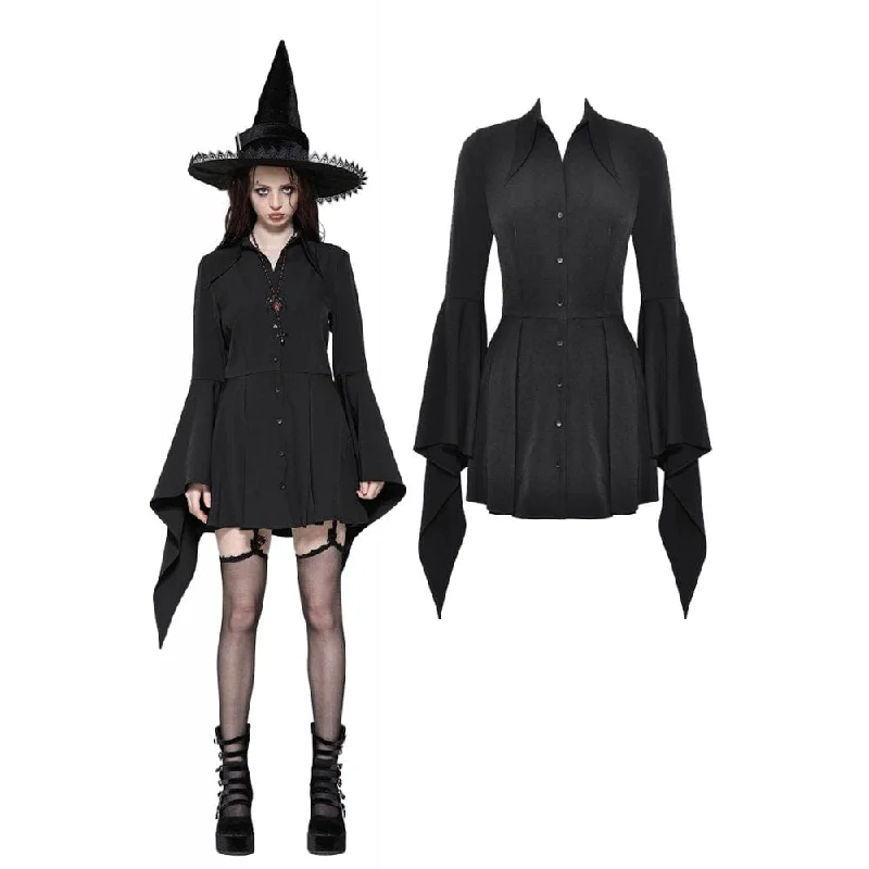 Women's Gothic Lapel Collar Flared Sleeved Witch Dress Tunics Bestseller popular