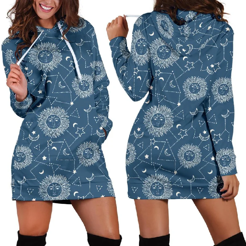 Celestial Print Pattern Women Hoodie Dress Graphic Hoodie Design Print