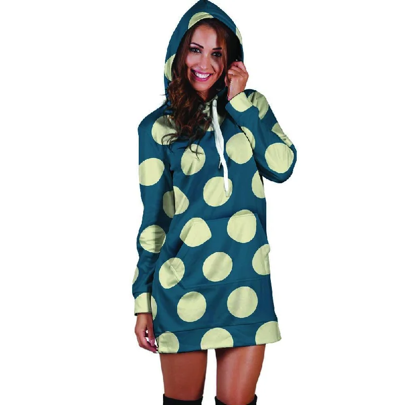 Blue Polka Dot Hoodie Dress Hoodie with Gradient Ombre Colorful