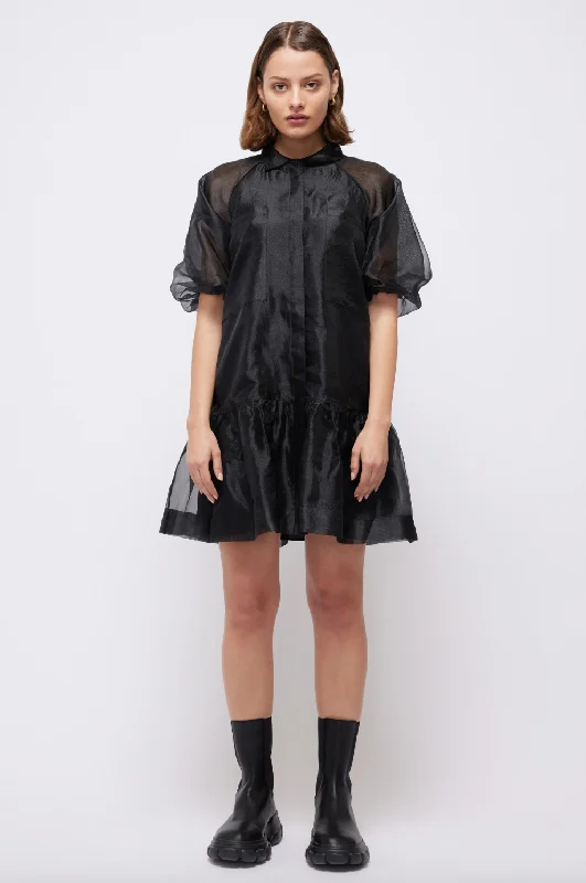 Crissy Mini Dress - Black Cozy A-Line Mini Dress