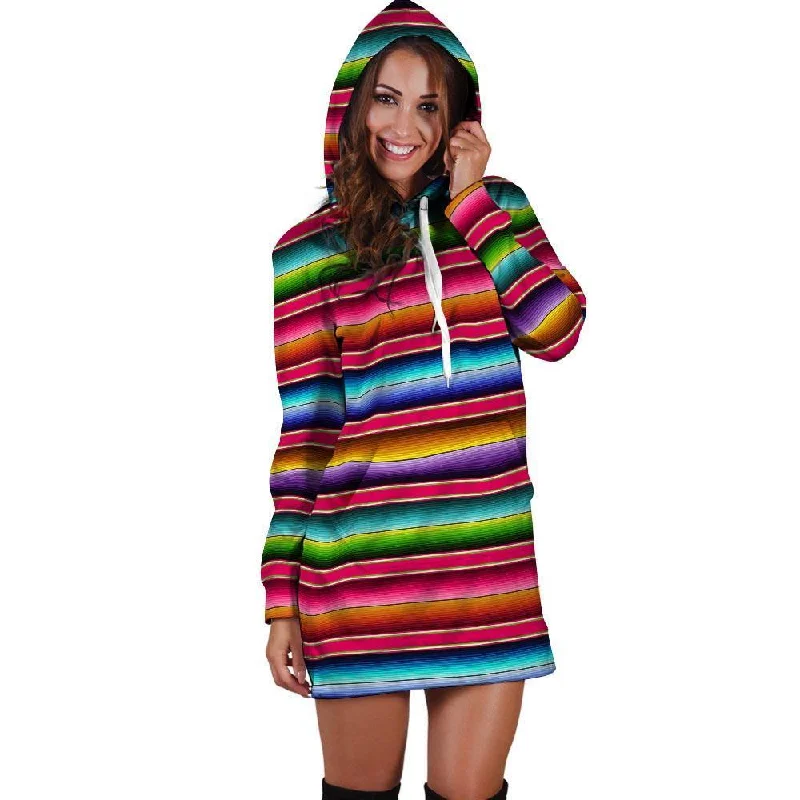 Coloful Mexican Baja Hoodie Dress Hoodie with Double Zipper Versatile Adjustable