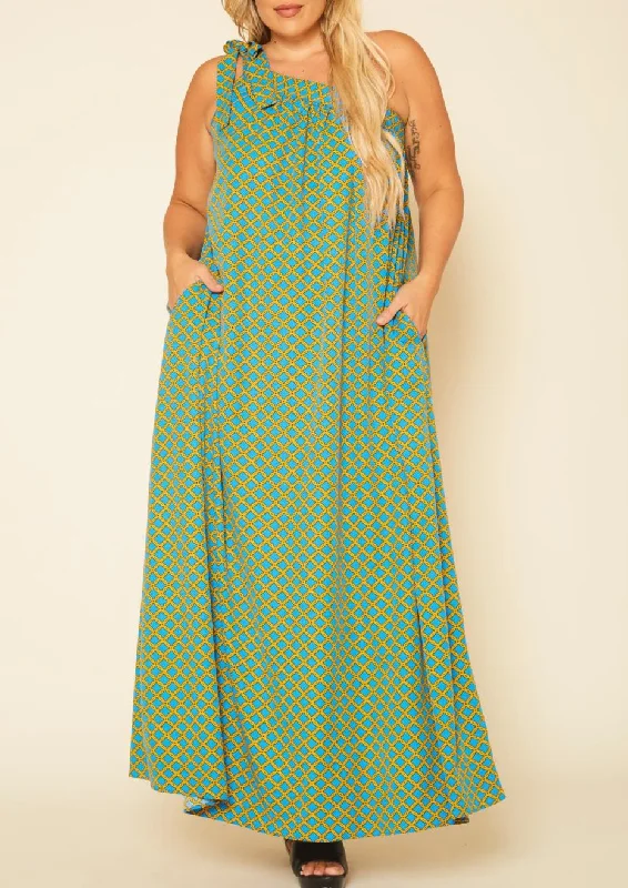 Hi Curvy Plus Size Women One Shoulder Greek Maxi Dress Tunics Ceremony elegant