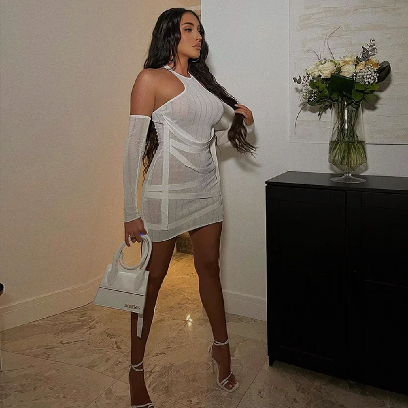 Julia Fashion - Sexy O Neck Off Shoulder Backless Bodycon Mini Dress Fashionable Lace-Trim Mini Dress Julia Fashion - Sexy O Neck Off Shoulder Backless Bodycon Mini Dress Fashionable Lace-Trim Mini Dress