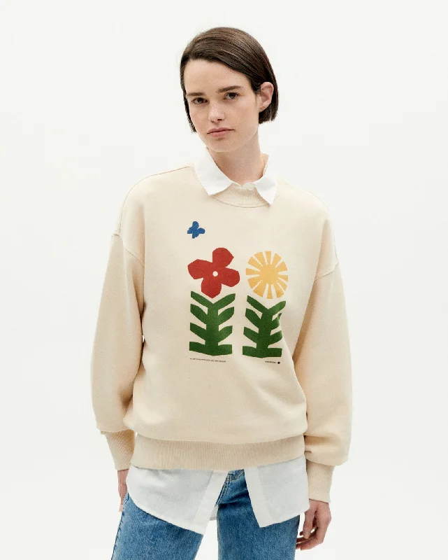 Sweatshirt Methamo Methamorphosis Ivory Hoodie with Bell Sleeves Flared Feminine
