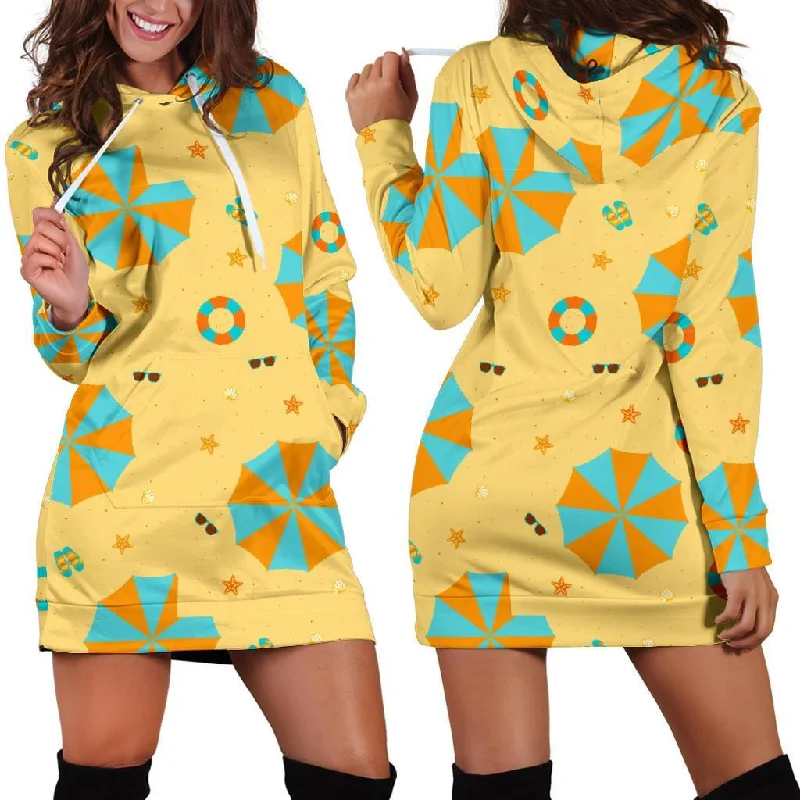 Beach Print Pattern Women Hoodie Dress Hoodie with Slim Fit Tailored Modern