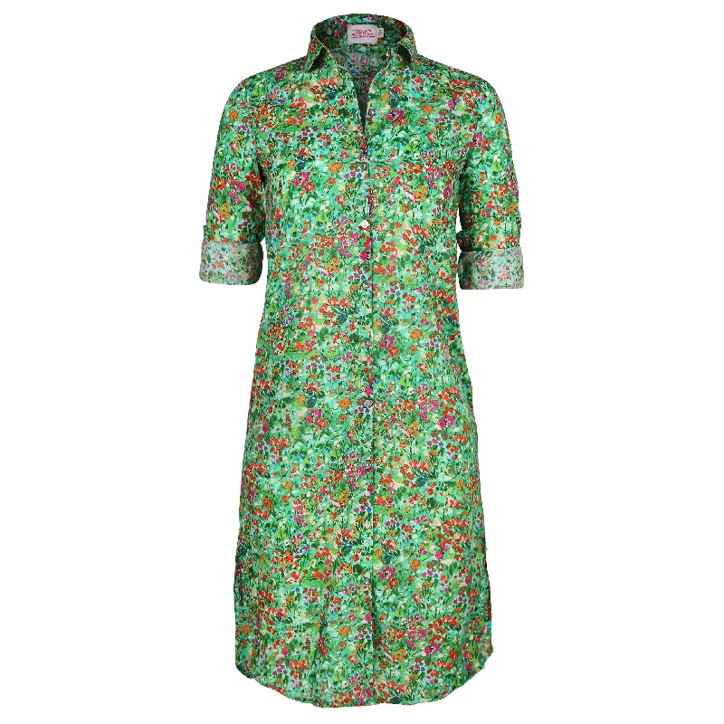Jilly midi shirt dress green floral Tunics Prom sequined