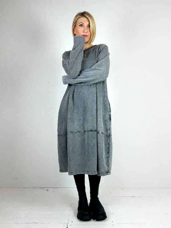 Baci Sweatshirt Midi Dress - 2 Colours Hoodie with Button Placket Classic Preppy