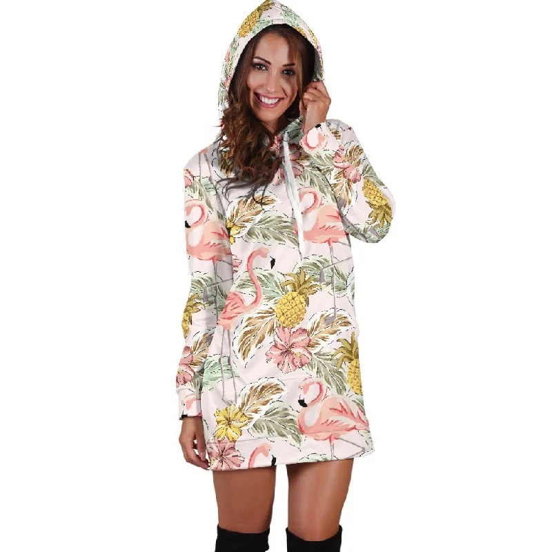 Women Vintage Flamingo Pineapple Hoodie Dress Print Hoodie with Logo Branding Identity Women Vintage Flamingo Pineapple Hoodie Dress Print Hoodie with Logo Branding Identity