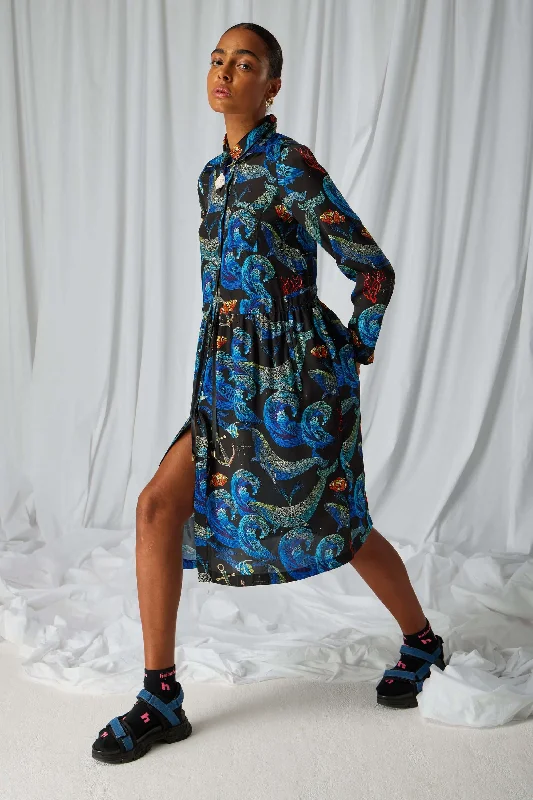 Edison dress in Storm print Halter Neckline Beach