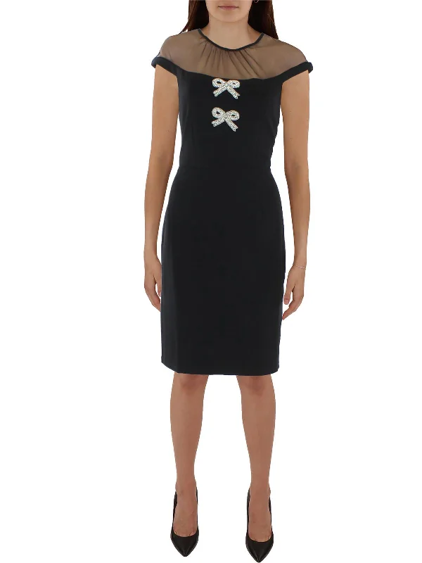 Womens Bow Polyester Cocktail And Party Dress Off-the-shoulder Chic Trendy