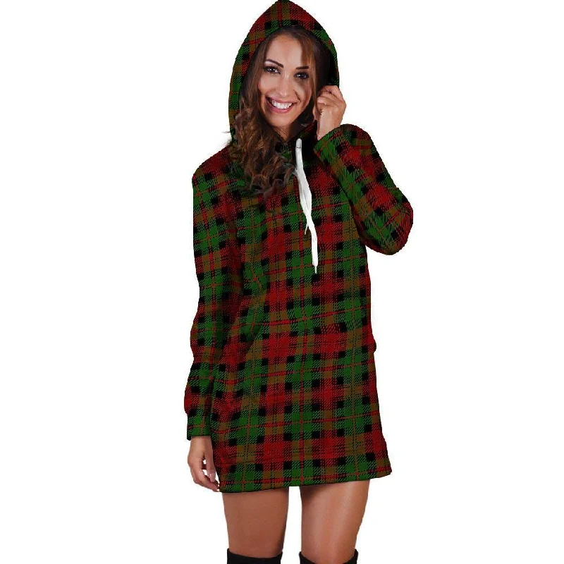 Christmas Tartan Red Plaid Hoodie Dress Hoodie with Snap Buttons Easy Quick