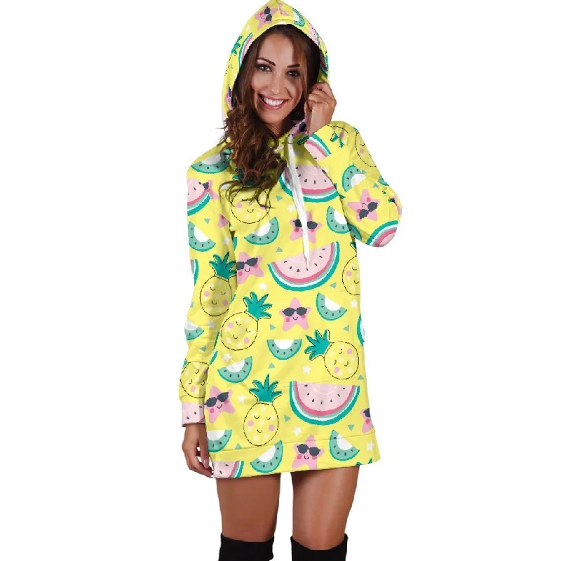 Women Banana Watermelon Hawaiian Pineapple Hoodie Dress Print Hoodie with Emblem Brand Identity Women Banana Watermelon Hawaiian Pineapple Hoodie Dress Print Hoodie with Emblem Brand Identity