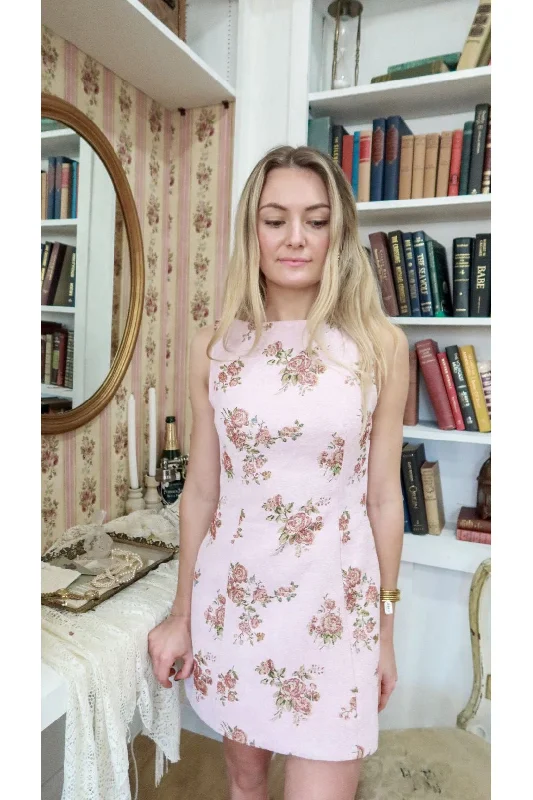 Blush Bloom Jacquard Mini Dress Comfortable Polka Dot Mini Dress