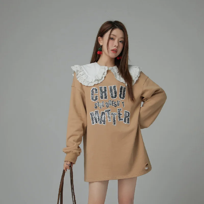 Size Doesnt Matter Sweatshirt Dress Hoodie with Elastic Waist Stretchable Comfortable Size Doesnt Matter Sweatshirt Dress Hoodie with Elastic Waist Stretchable Comfortable