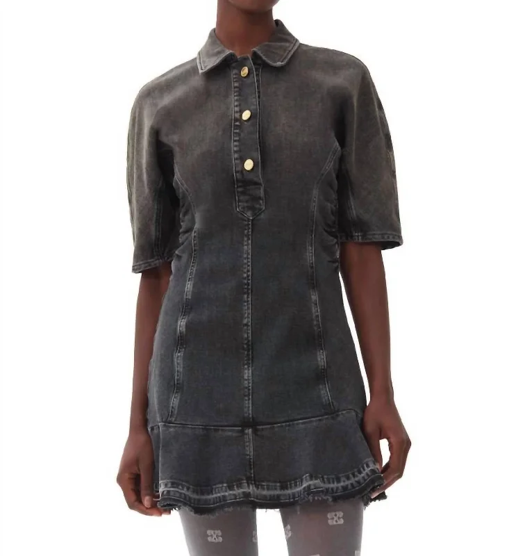 Tint Edge Denim Mini Dress Elegant Silk Mini Dress