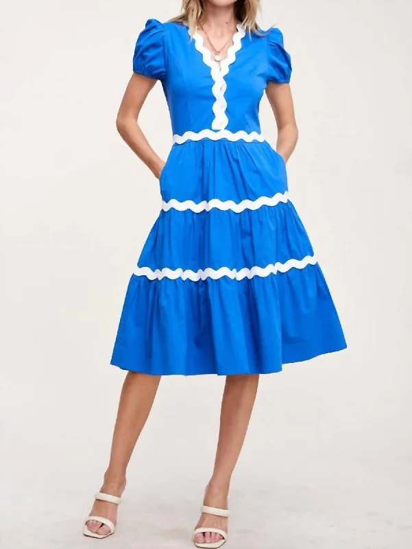 Showered In Love Dress In Royal Blue Shift Classic Vintage