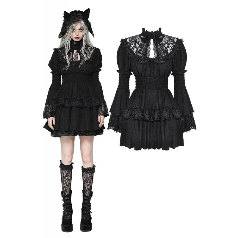Women's Gothic Puff Sleeved Layered Ruffled Grad Dress Tunics Handmade artisanal