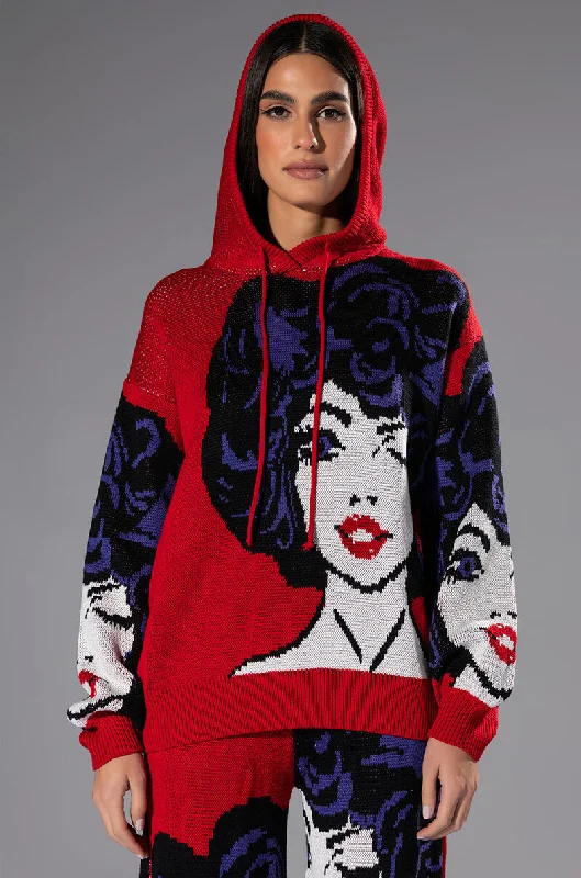 SOUL SEARCHING KNIT HOODIE AND JOGGER SET Hoodie with Hem Contrast Bold Stylish