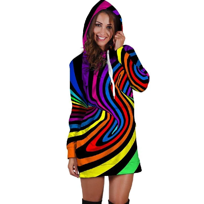 Abstract Colorful Psychedelic Hoodie Dress Hoodie with Belted Waist Structured Tailored Abstract Colorful Psychedelic Hoodie Dress Hoodie with Belted Waist Structured Tailored