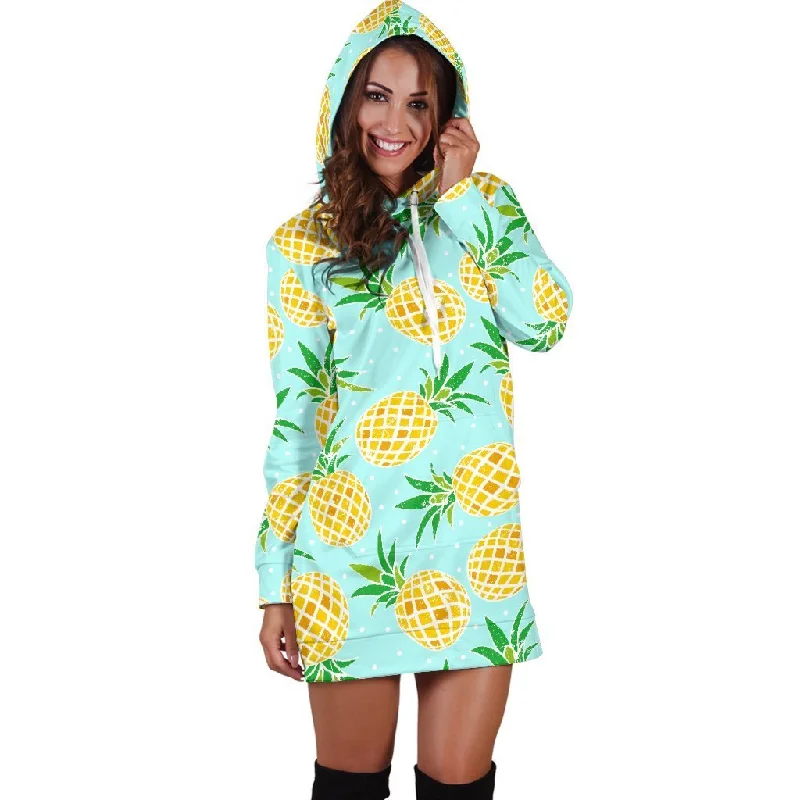 Women Blue Sky Polkadot Pineapple Hoodie Dress Print Hoodie with Pattern Geometric Abstract Women Blue Sky Polkadot Pineapple Hoodie Dress Print Hoodie with Pattern Geometric Abstract