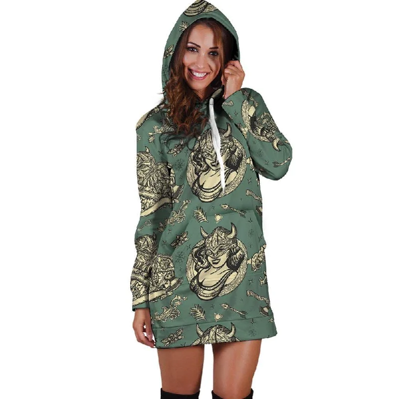 Barbarian Warrior Viking Norse Hoodie Dress Hoodie with Lining Warm Insulated