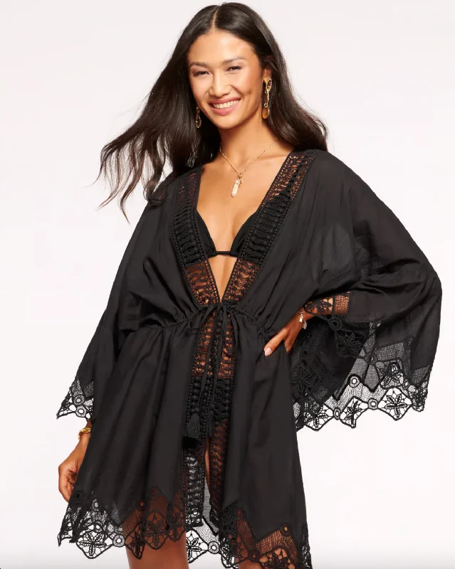 April Lace Coverup Mini Dress - Black Elegant Velvet Mini Dress