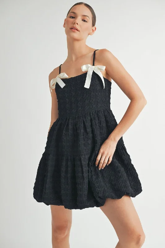 Square Neck Bubble Mini Dress Chic Tropical Mini Dress