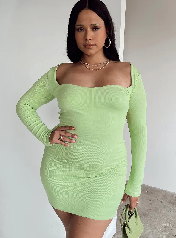 Nolan Mini Dress Green Curve Tunics Sophisticated sleek